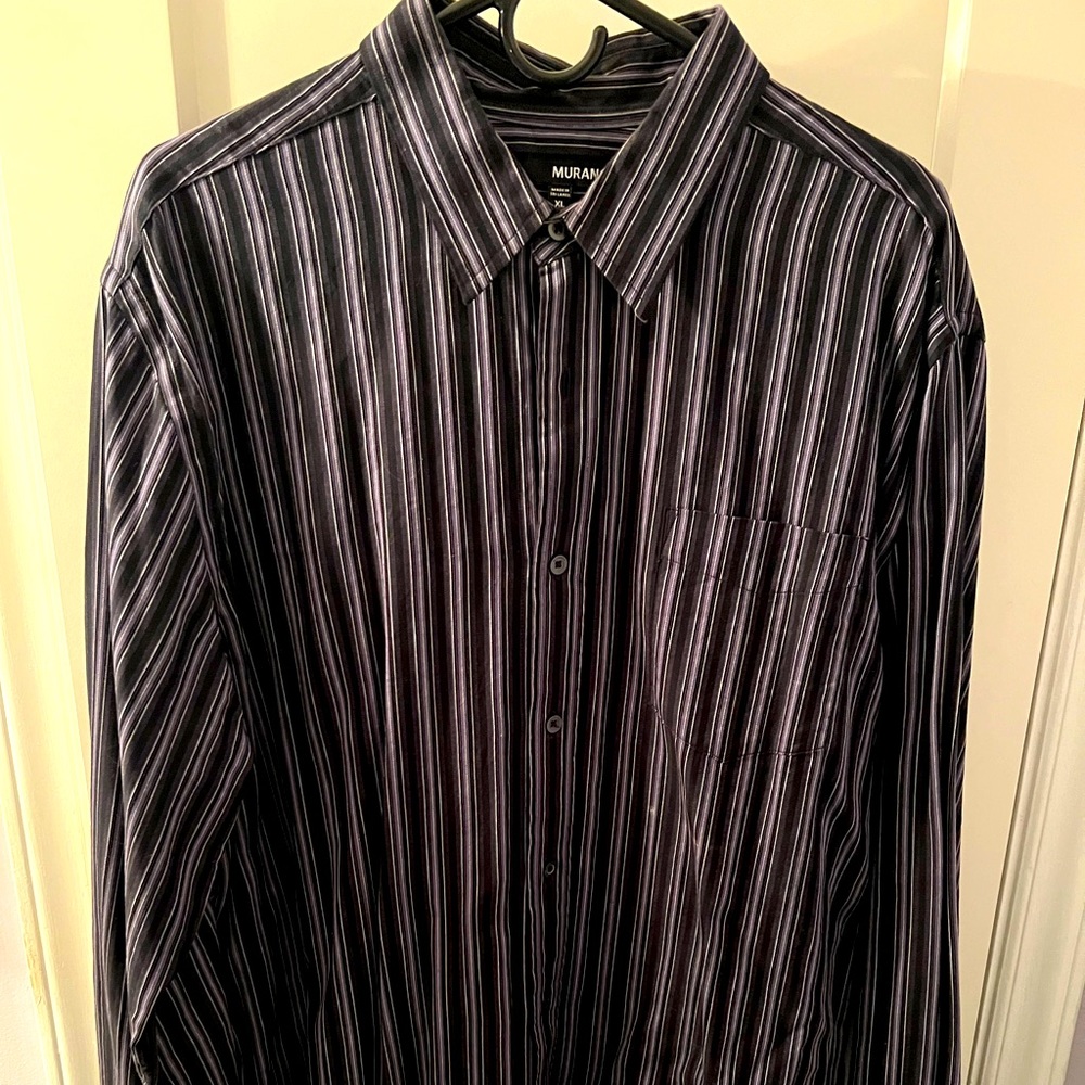 Long sleeve black shirt with gray stripes